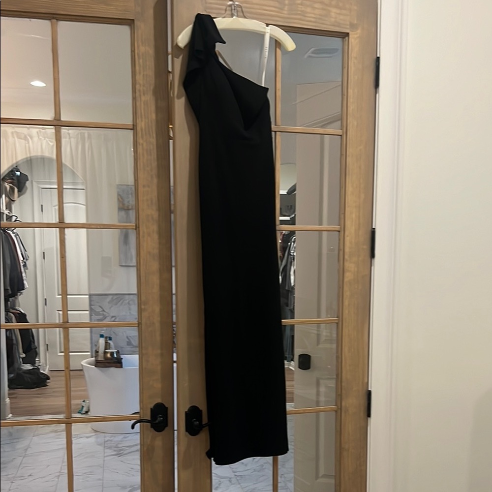 Azazie Black One Shoulder Dress - Picture 6 of 11
